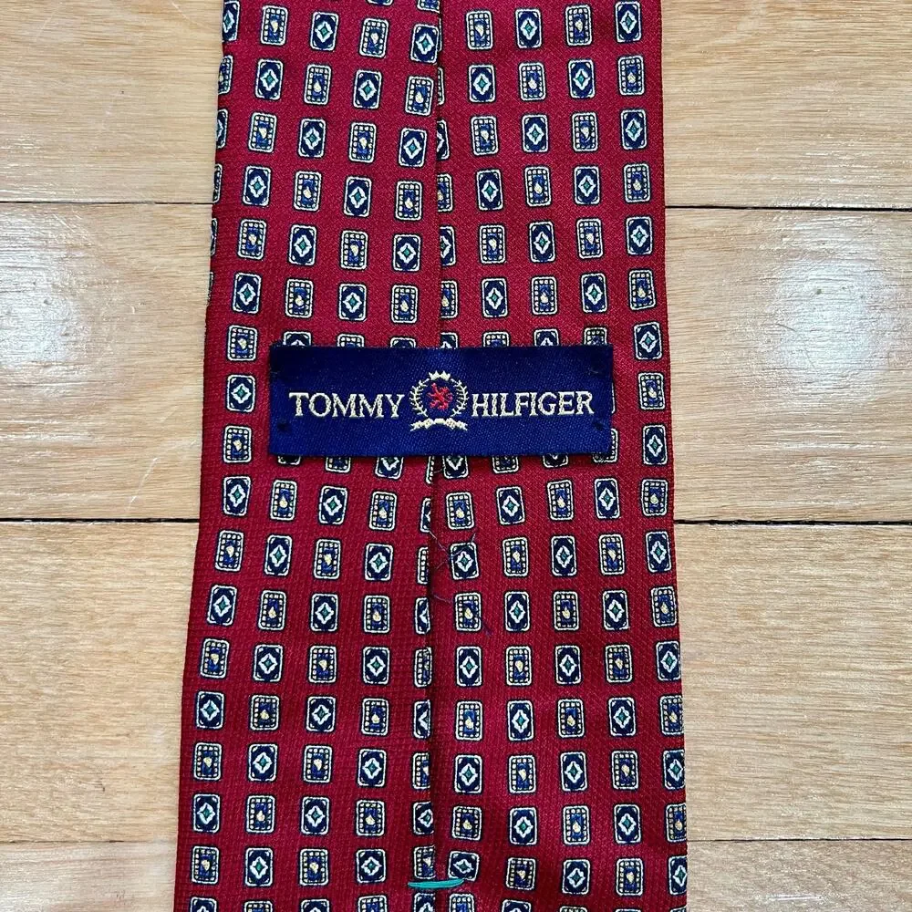 Tommy Hilfiger Men's Necktie 100% Silk 2-Tone Geometric